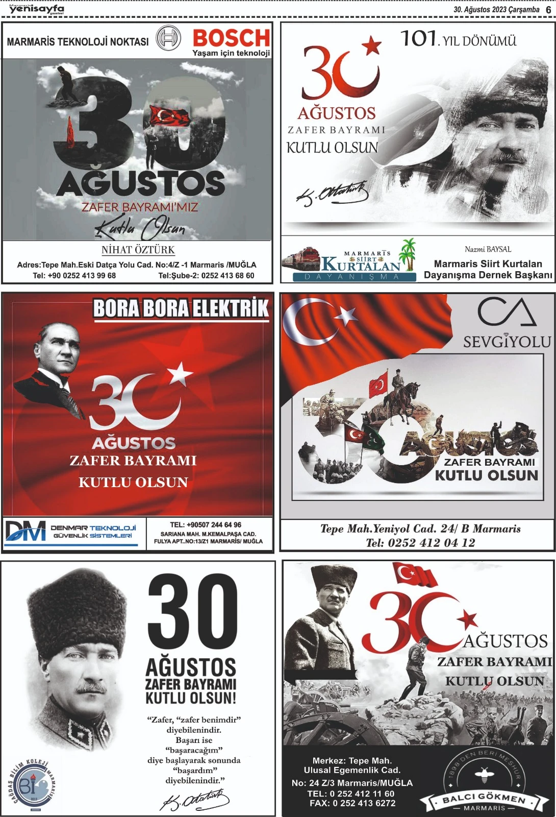 30 Ağustos 2023 tarihli gazetemiz