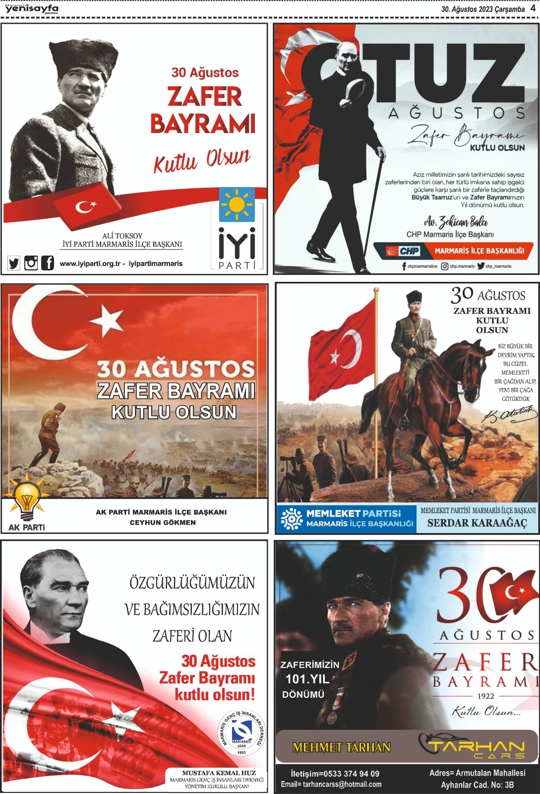 30 Ağustos 2023 tarihli gazetemiz