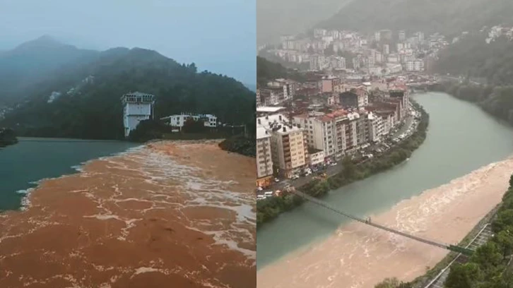 Artvin’de Taşan Dere Çoruh Nehri ile Buluştu