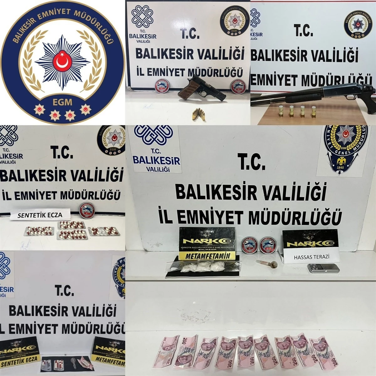 Balıkesir’de ruhsatsız silahlar ve uyuşturucu ele geçirildi
