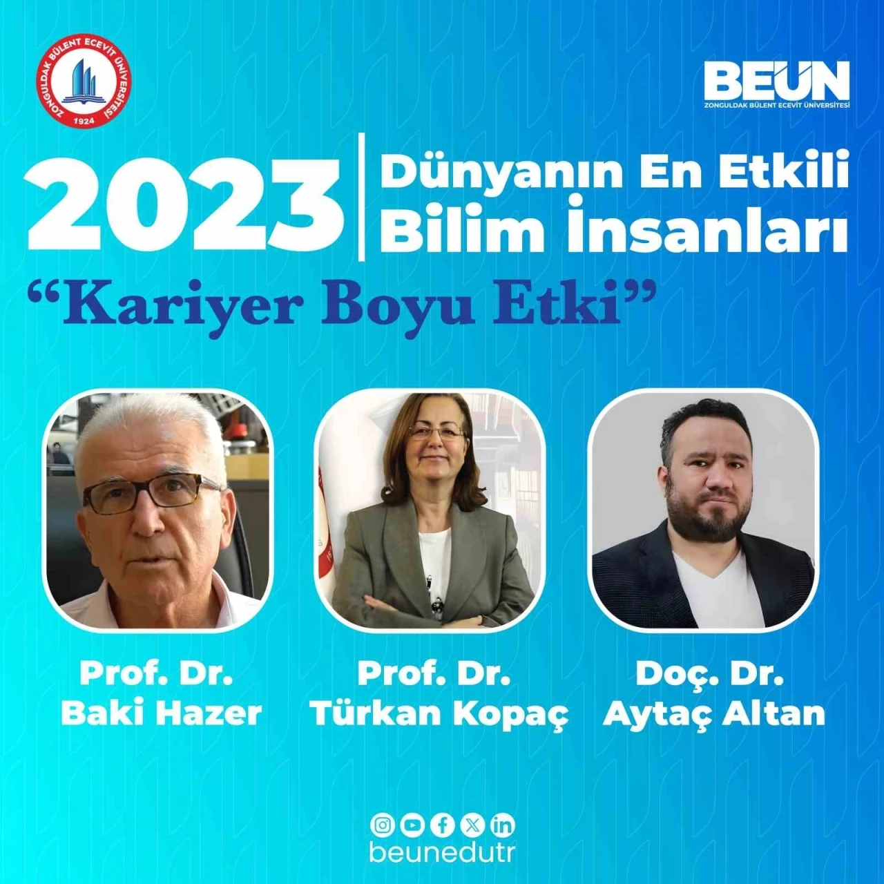 BEUN’dan 9 akademisyen &quot;Dünyanın En Etkili Bilim İnsanları&quot; listesinde yer aldı
