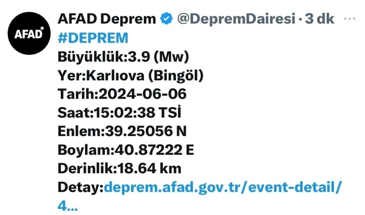 Bingöl’de korkutan deprem
