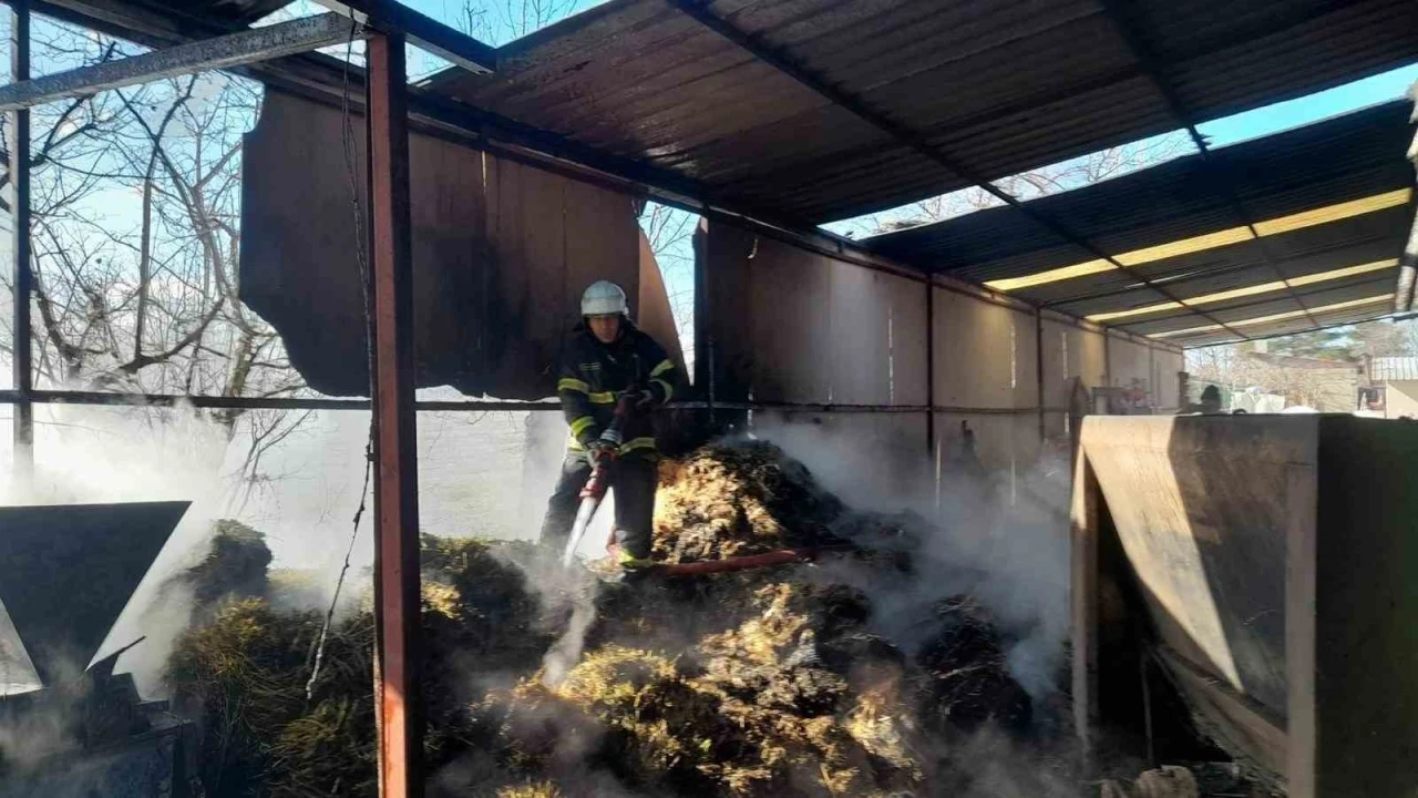 Burdur’da çıkan yangında 100 saman balyası yandı
