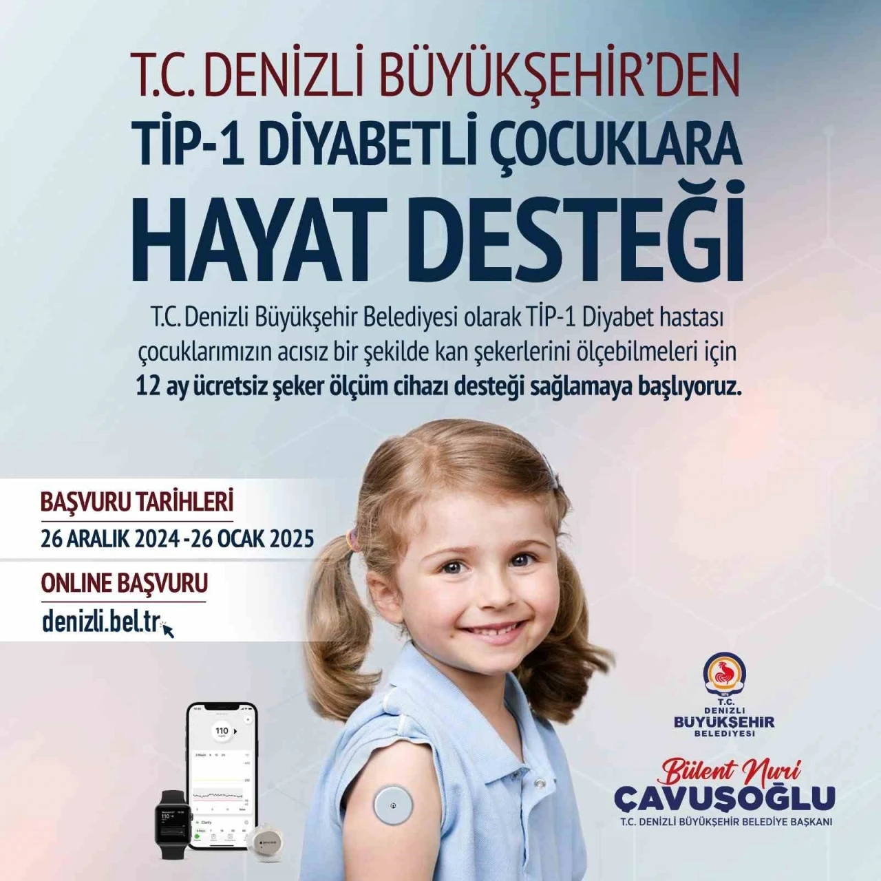 Denizli Büyükşehirden diyabetli çocuklara cihaz desteği
