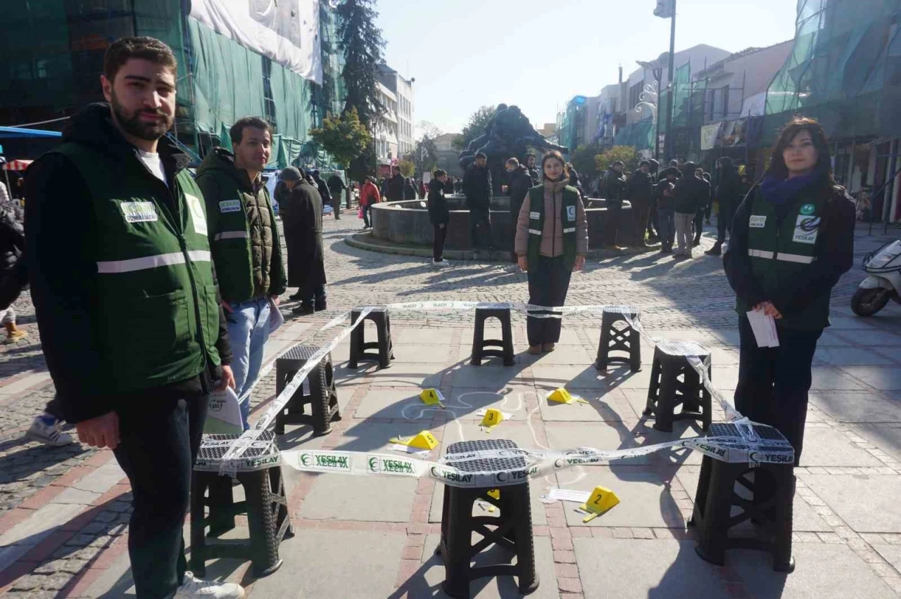 Edirne’de sigaranın ölümcül izleri &quot;olay yeri&quot; konseptiyle anlatıldı
