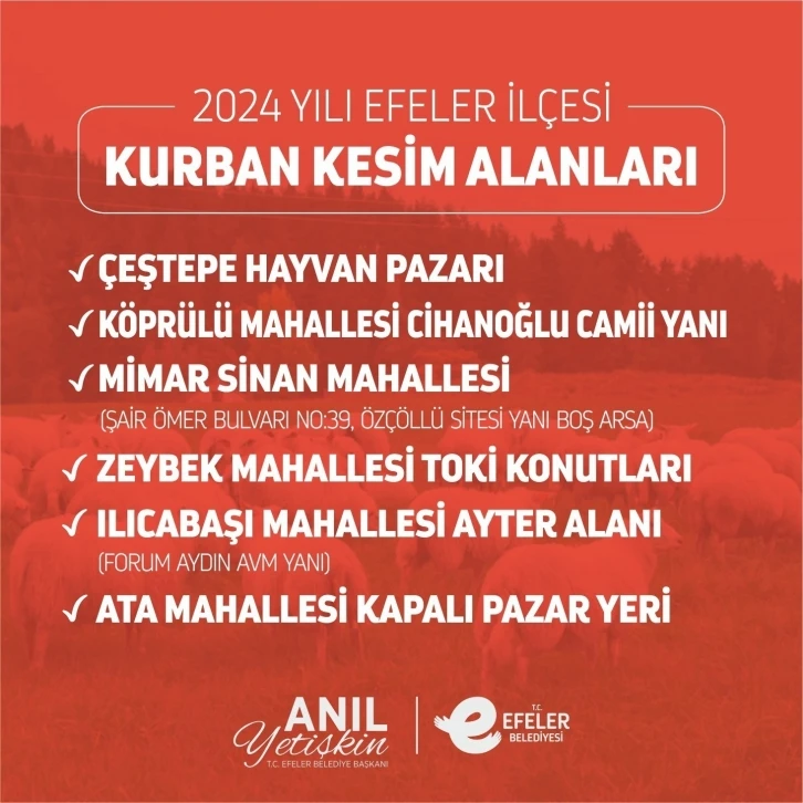 Efeler’de kurban kesim yerleri belirlendi
