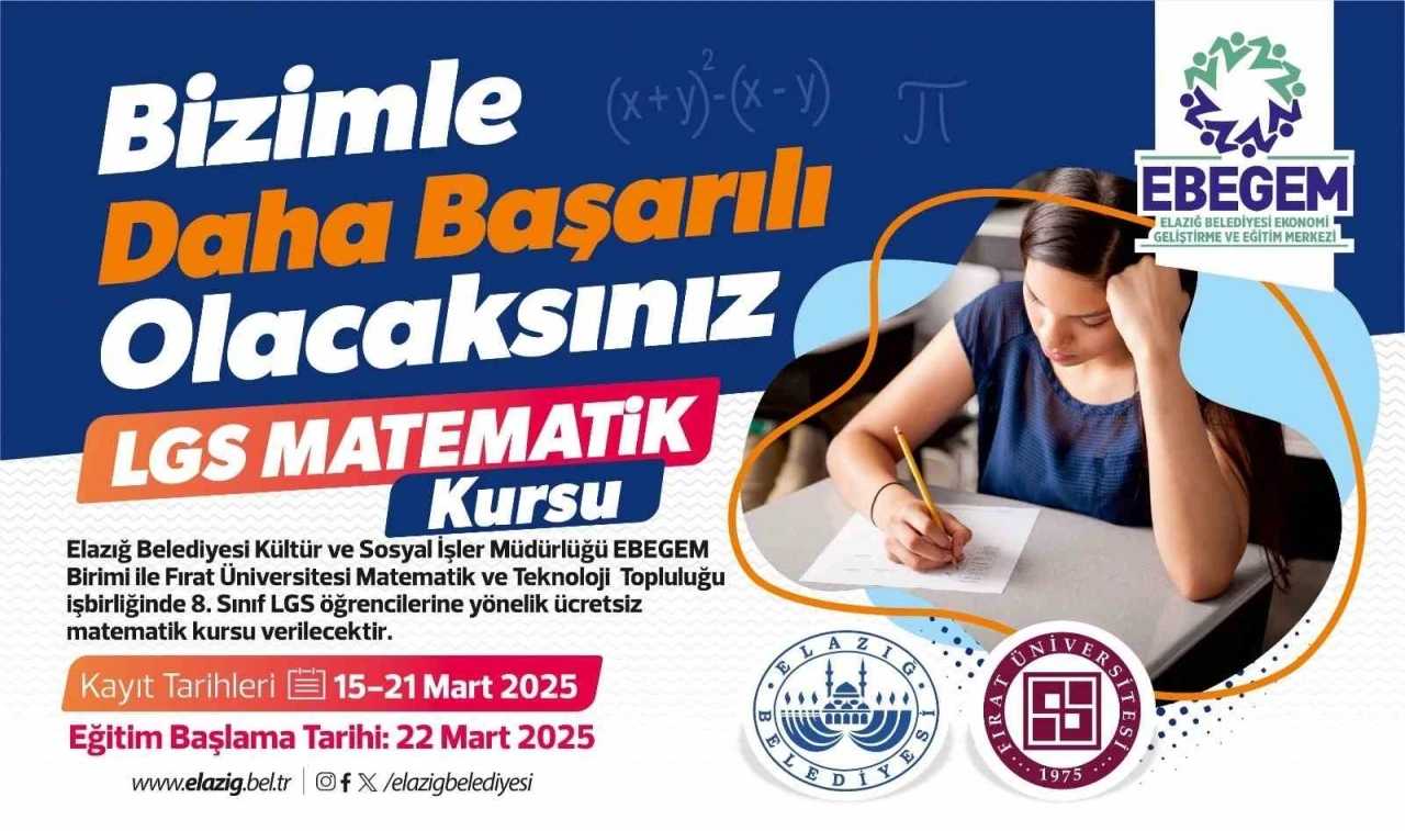 Elazığ’da LGS’ye hazırlanan öğrencilere ücretsiz matematik kursu
