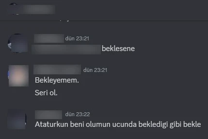 Erişim engeli getirilen Discord’da milli değerlere ve katledilen genç kıza küfürler yağdırdılar
