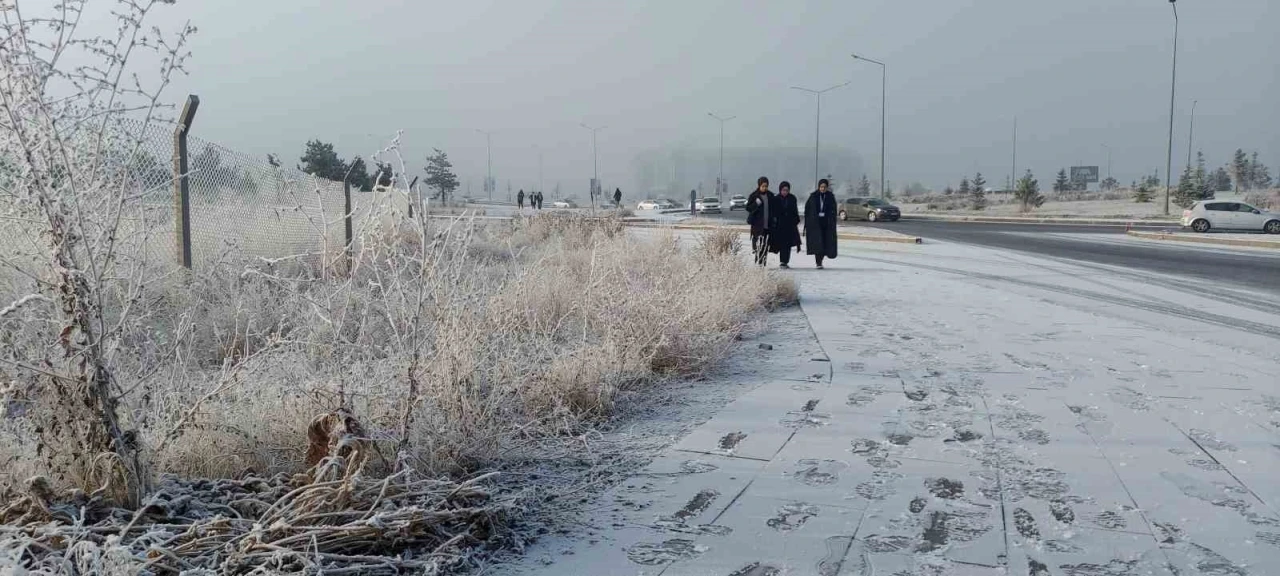 Erzurum buz kesti, sis şehri örttü
