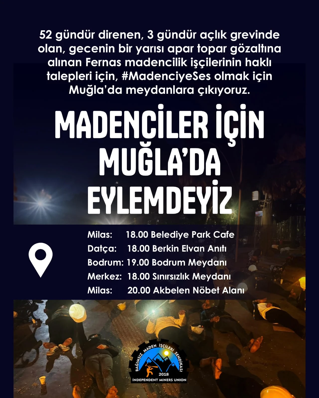 FERNAS MADENCİLERİ İÇİN MUĞLA EYLEMDE