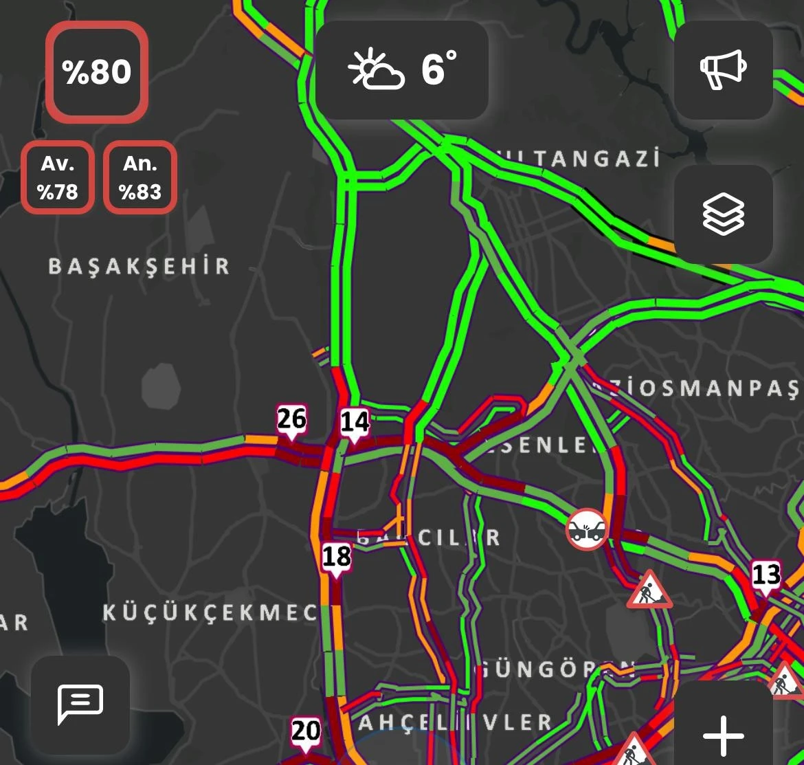 İstanbul’da trafik yoğunluğu yüzde 80’e ulaştı
