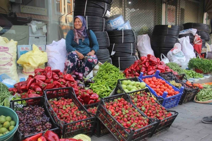 Kaz Dağları’nda yetişen organik ürünler ilçe pazarında satılıyor
