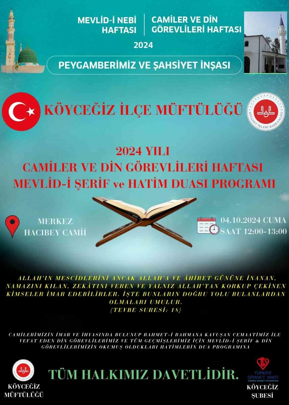 Köyceğiz’de mevlid programı yapılacak
