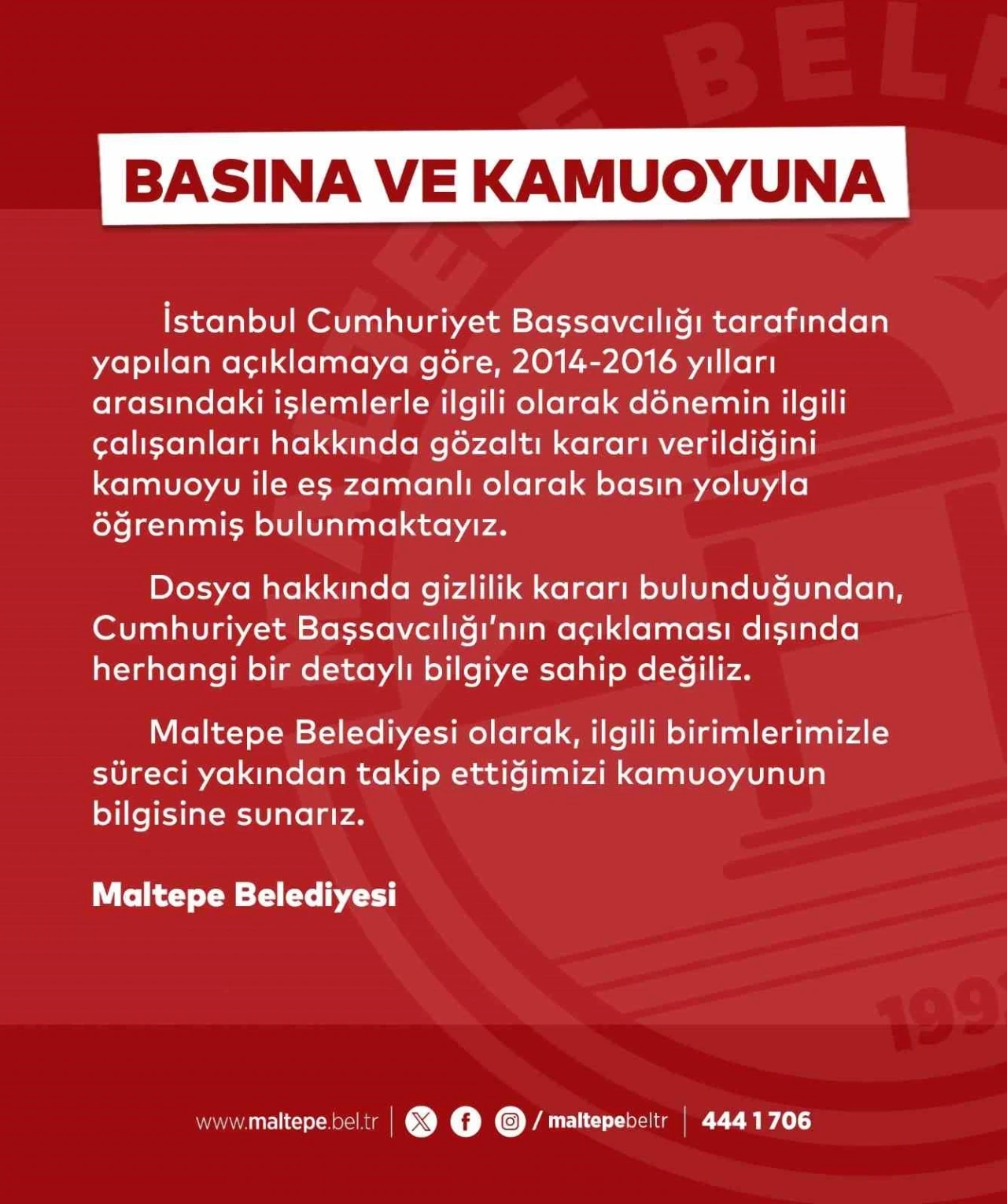 Maltepe Belediyesi’nden operasyon açıklaması
