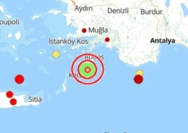 Marmaris açıklarında 4.7 büyüklüğünde deprem
