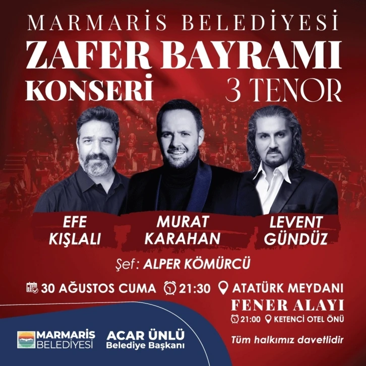 Marmaris’te 30 Ağustos konser ile kutlanacak
