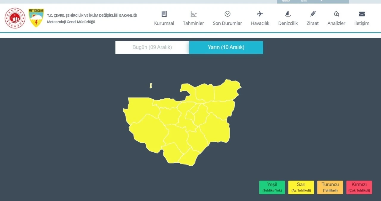 Meteorolojiden Bursa için sarı uyarı
