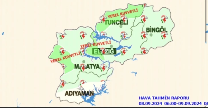 Meteorolojiden Elazığ için kuvvetli yağış uyarısı
