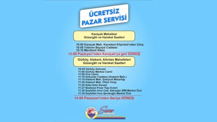 Muğla Dalaman'da semt pazarına ücretsiz servis