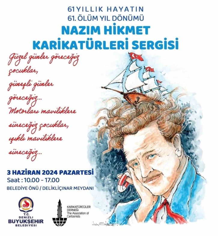 Nazım Hikmet, 61. ölüm yıldönümünde Denizli’de anılacak
