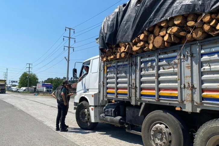 Orman emvali taşıyan araçlar tek tek kontrol edildi
