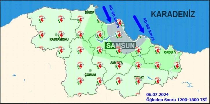 Orta Karadeniz’e su baskını, sel, heyelan ve yıldırım uyarısı
