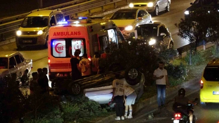 Otomobille takla attılar, ’tesadüfle’ kurtuldular
