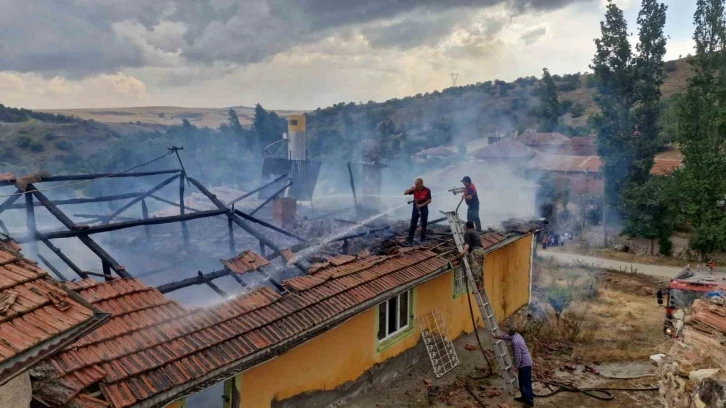 Patlayan tüp evi ve samanlığı kül etti
