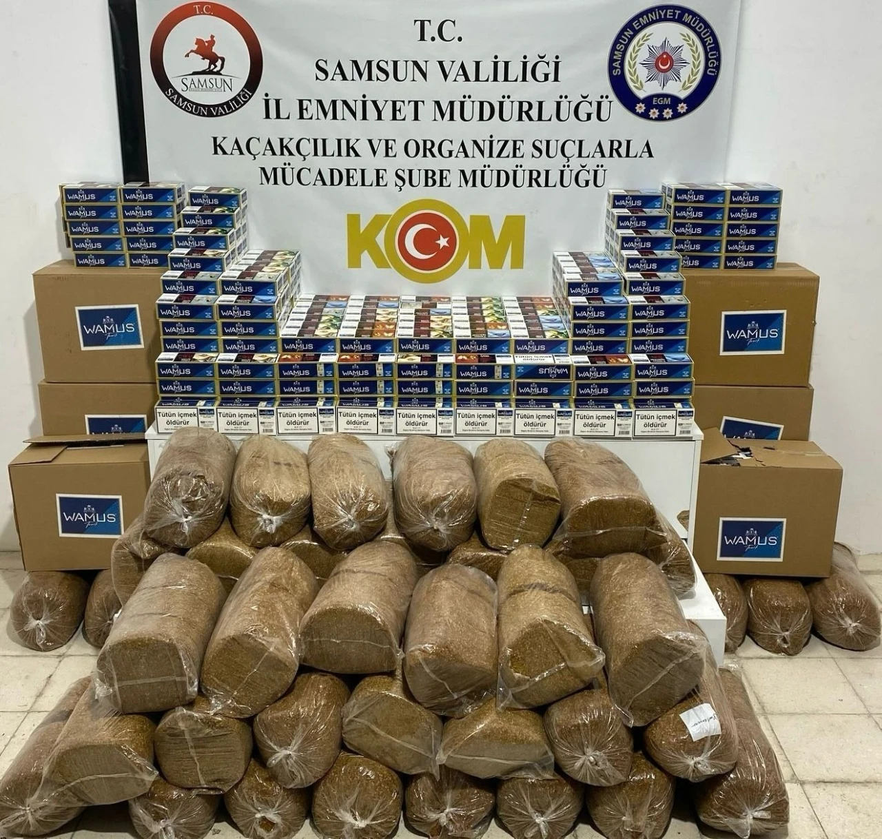 Samsun’da 177 bin adet kaçak makaron ve 350 kilo tütün ele geçirildi
