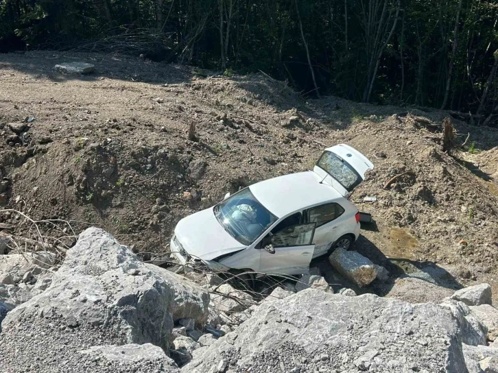 Şarampole uçan otomobilin sürücüsü yaralandı
