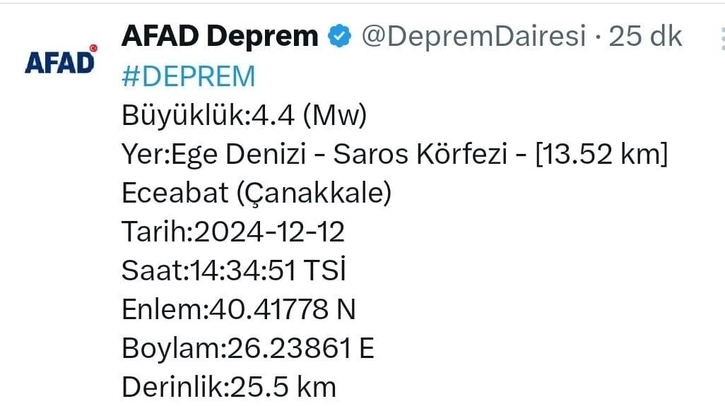 Saros Körfezi’ndeki deprem Keşan’da da hissedildi
