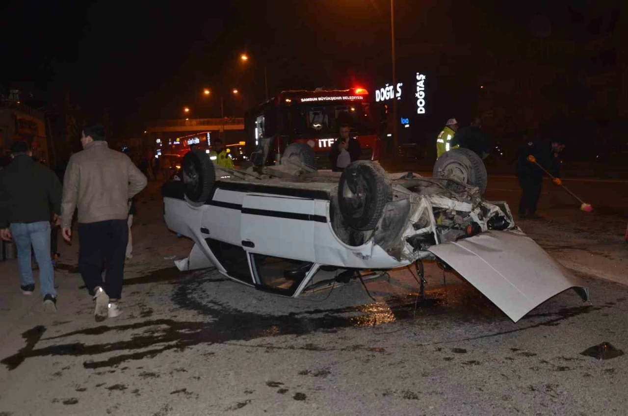 Takla atan otomobilden sağ çıktı
