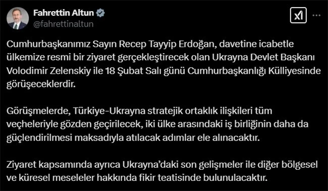 Ukrayna Devlet Başkanı Zelenskiy Türkiye’ye geliyor
