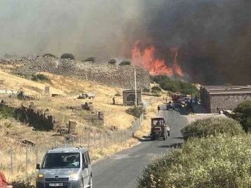 Ayvacık’ta makilik alanda çıkan yangın antik kente sıçradı
