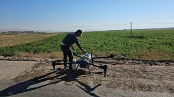 Çiftçiler kurtlanan fasulyeleri için dronla ilaçlama yapıyor
