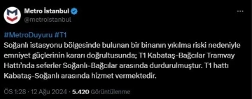 Çökme riskli bina nedeniyle durdurulan tramvay seferlerinde İBB, tramvayı bina önünde son durak yaptı
