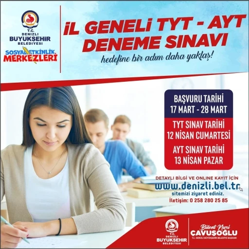 Denizli Büyükşehir il genelinde TYT ve AYT deneme sınavı yapıyor
