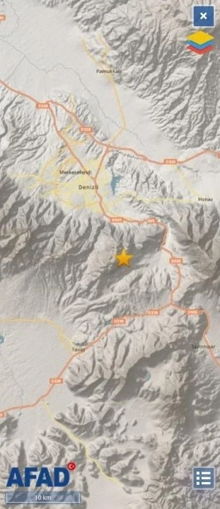 Denizli’de 3.2 büyüklüğünde deprem
