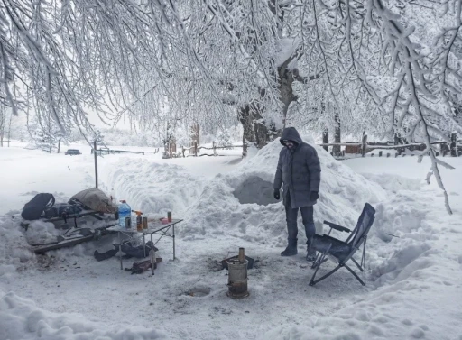 2 Metre Karda Eskimo Evi İnşası