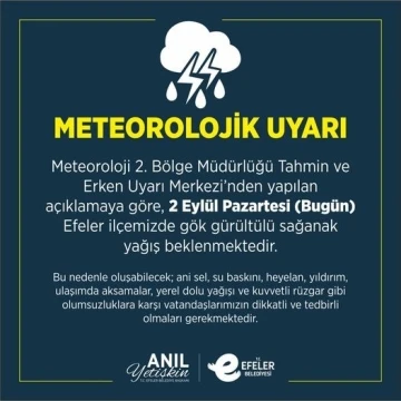 Efeler Belediyesi’nden yağış uyarısı: &quot;Tedbirlerinizi alın&quot;
