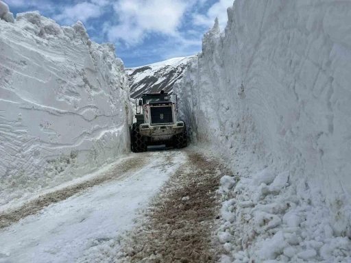 Hakkari’de 5 metreyi aşan karda yol açma çalışması
