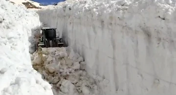 Haziran ayında 6 metreyi bulan karda yol açma çalışması
