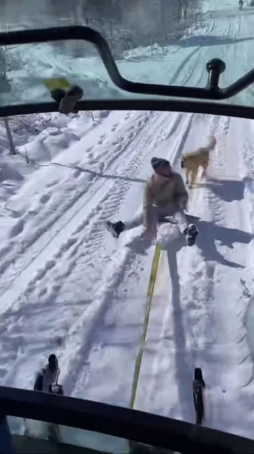 Karın keyfini çıkarırken köpek kovaladı: O anlar kamerada
