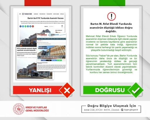 KYK, Bartın’da bir yurtta asansörün düştüğü iddialarını yalanladı
