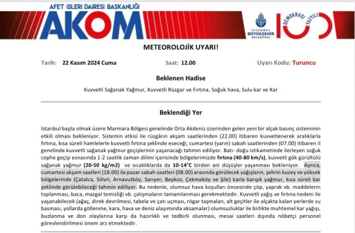 ÜLKE GENELİNDE METEOROLOJİK UYARI