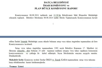 DATÇA BELEDİYESİ 24 TAŞINMAZINI SATIŞA ÇIKARACAK