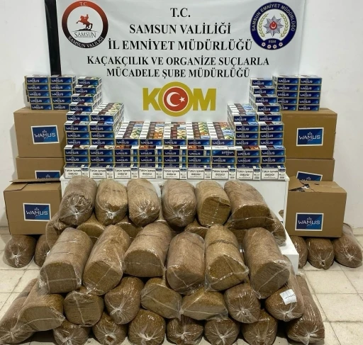 Samsun’da 177 bin adet kaçak makaron ve 350 kilo tütün ele geçirildi
