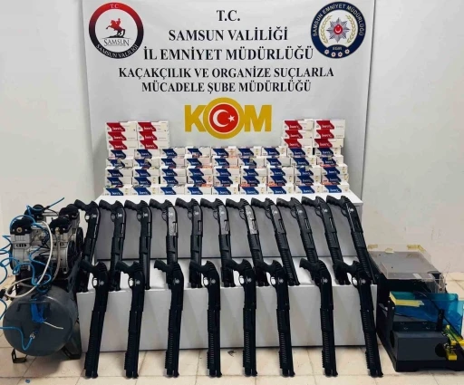 Samsun’da çok sayıda ruhsatsız tüfek ve kaçak makaron operasyonu
