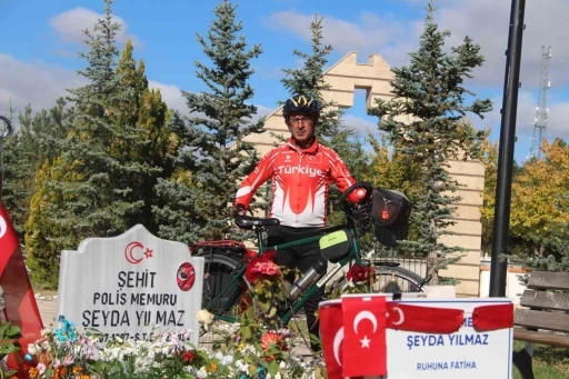 Şehit polis Şeyda Yılmaz anısına bin kilometre pedal çevirdi
