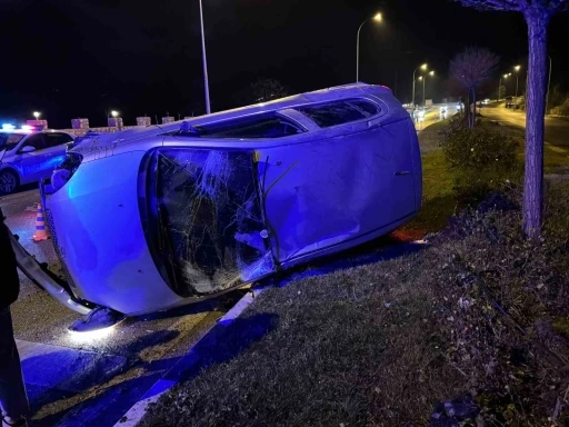 Takla atan araçtan burnu bile kanamadan çıktı
